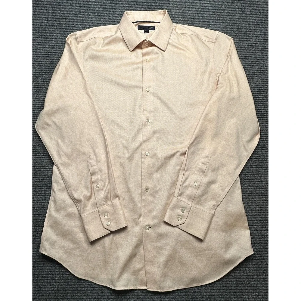 Banana Republic Dress Shirt Mens 16.5 Pink Non Iron Slim Fit Long Sleeve Check
